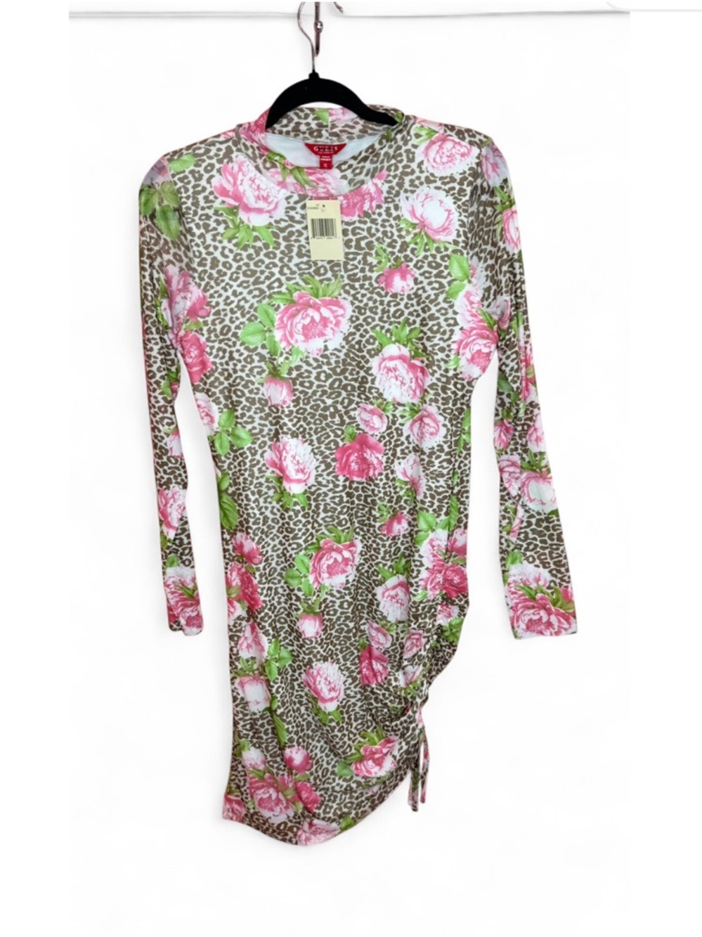 Guess Floral & Leopard Print Dress - Pink & Brown